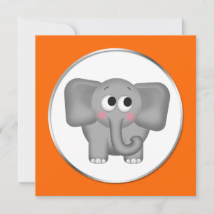 Adorable Elephant - Orange Baby Shower Einladungen