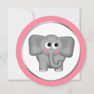 Adorable Elephant Pink rund um Baby Dusche lädt ei Einladung