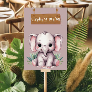 Adorable Elephant Plains Jungle Safari Tafelschild Tischnummer