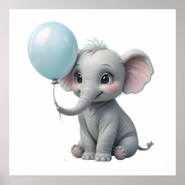 Adorable Elephant Print für Baby-Kinderzimmer Poster (Vorne)