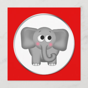 Adorable Elephant - Rote Babydusche Einladungen