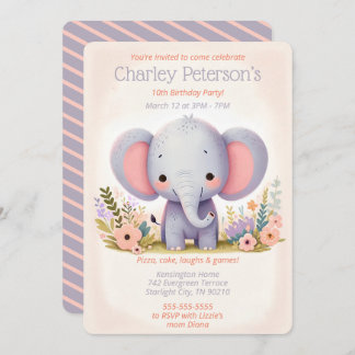 Adorable Elephant Themed Birthday Party für Kinder Einladung