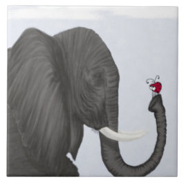 Adorable Elephant und Niedliche Ladybug Fliese