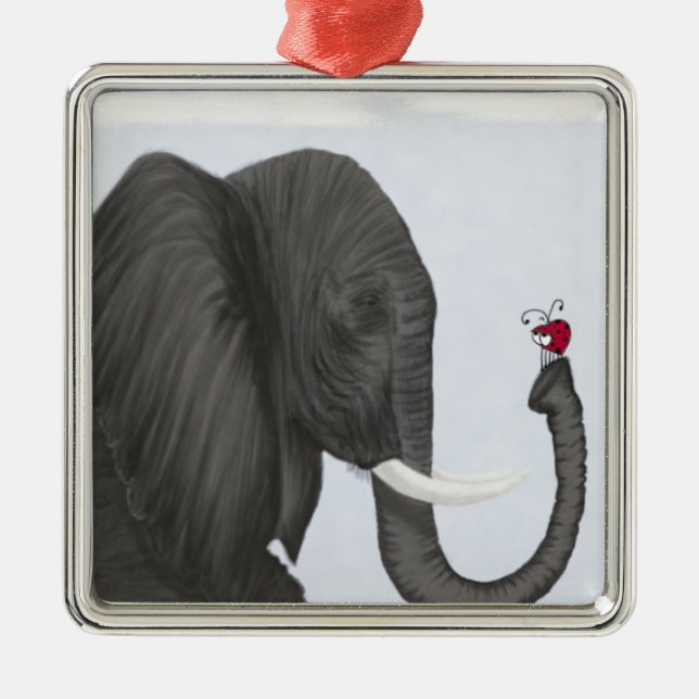 Adorable Elephant und Niedliche Ladybug Ornament Aus Metall (Vorne)