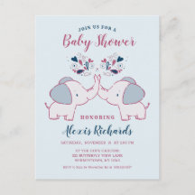 Adorable Elephants & Hearts Niedliche Babydusche