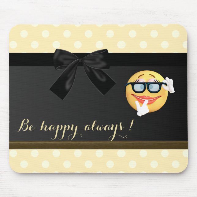 Adorable Emoji Face, Polka Docks Mousepad (Vorne)