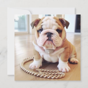 ADORABLE ENGLISCHE BULLDOG PUPPY GREETCARD FEIERTAGSKARTE
