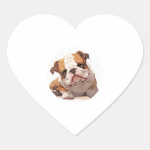 Adorable English Bulldog Classic T - Shirt (5) Herz-Aufkleber