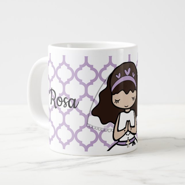 Adorable Erste Heilige Kommune kleine Mädchen Tass Jumbo-Tasse (Vorderseite Links)