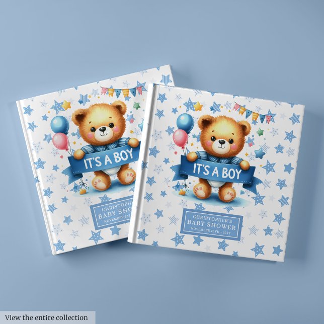 Adorable Es ist eine junge Teddybär-Babydusche Gästebuch (Adorable It’s a boy teddy bear baby shower Guest Book )
