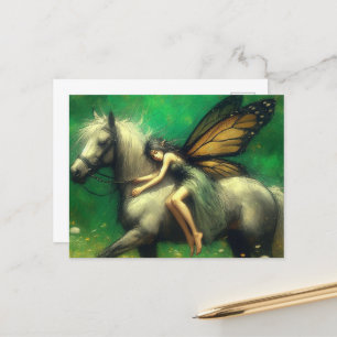 Adorable Fairy Asleep auf einem Pferd Postkarte