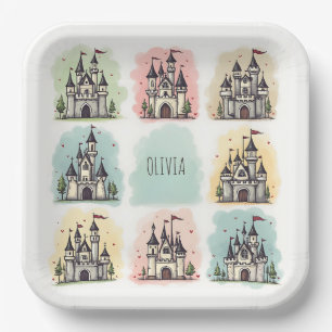 Adorable Fairy Tale Burg Doodles Pappteller