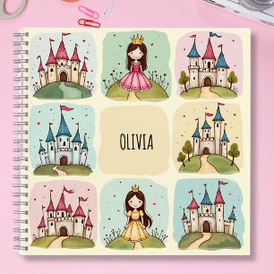 Adorable Fairy Tale Burg & Princess Doodles Notizbuch