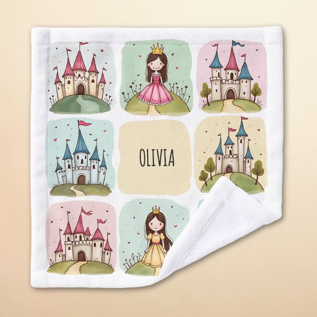 Adorable Fairy Tale Burg & Princess Doodles Waschlappen (Von Creator hochgeladen)