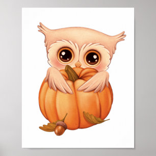 Adorable Fall Baby Owl Poster