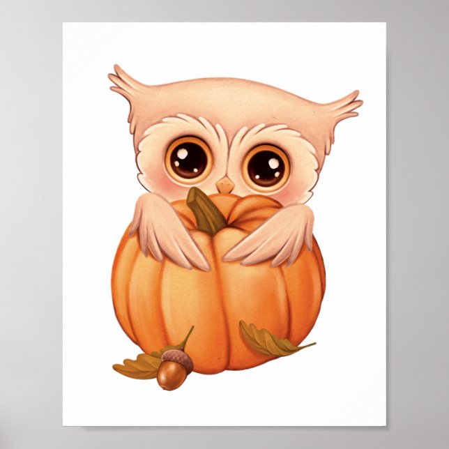 Adorable Fall Baby Owl Poster (Vorne)