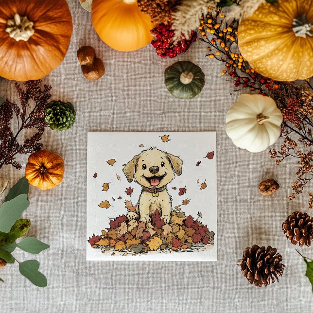Adorable Fall Puppy Playing Serviette (Von Creator hochgeladen)