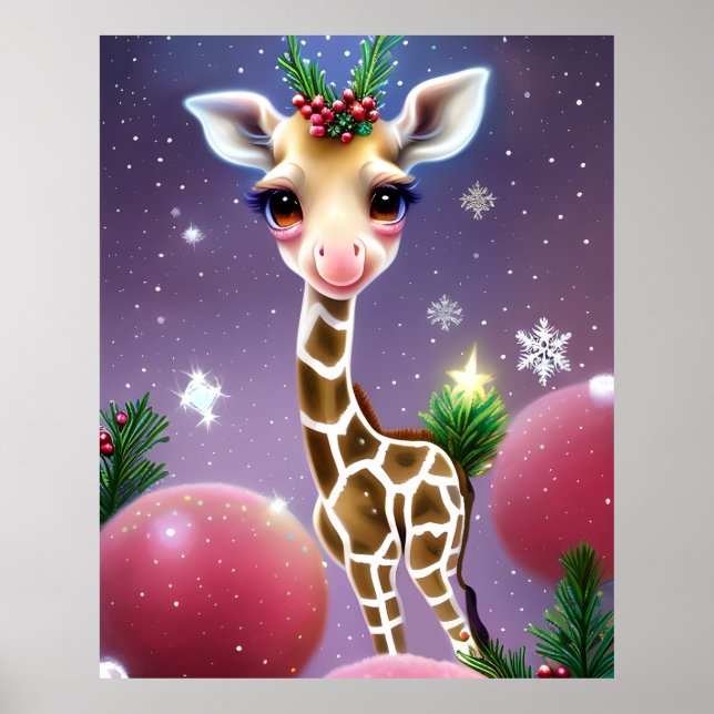 Adorable Fantasy Baby Giraffe mit Holly Poster (Vorne)