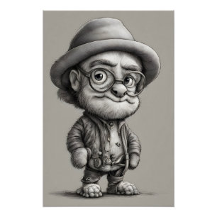Adorable Fantasy Creature mit Jacket und Hut Poster