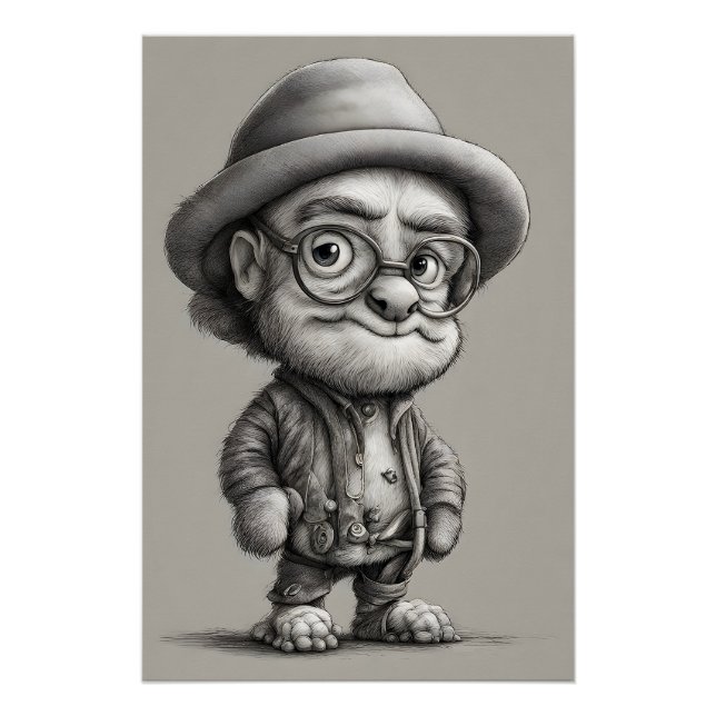 Adorable Fantasy Creature mit Jacket und Hut Poster (Vorderseite)