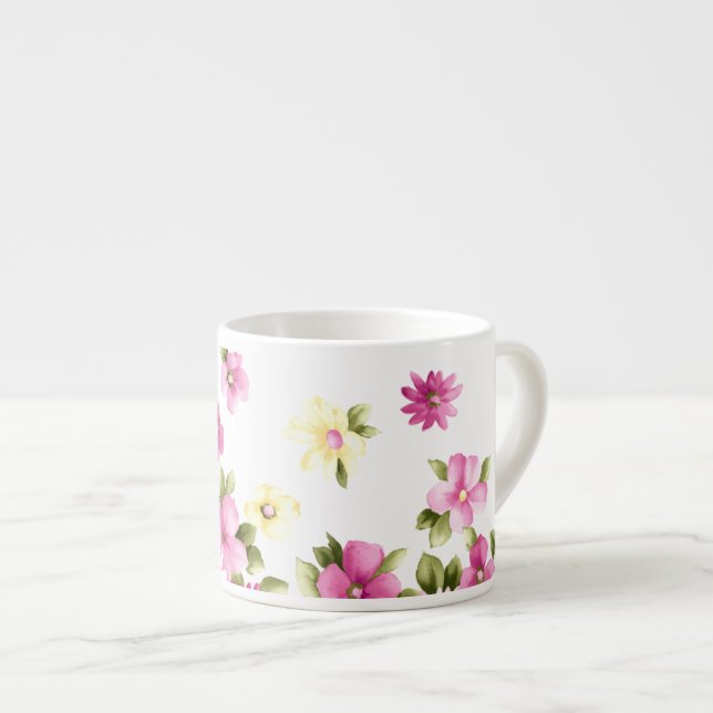 Adorable farbenfrohe Girly Blooming Blume Espressotasse (Vorderseite Rechts)