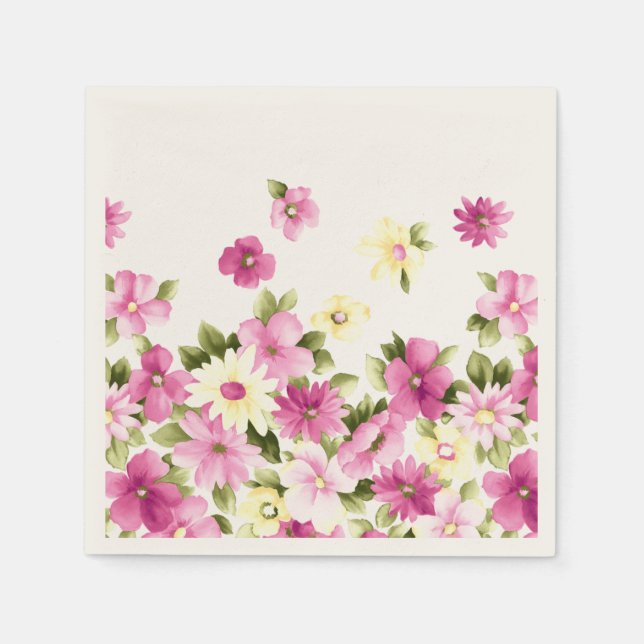 Adorable farbenfrohe Girly Blooming Blume Serviette (Vorderseite)