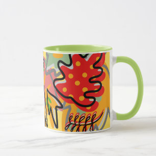 Adorable farbige abstrakte Blätter Grün Orange Tasse
