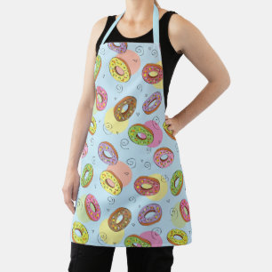 Adorable farbige Donuts Blaues Muster Schürze