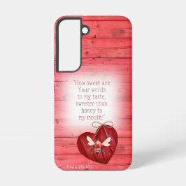 Adorable Faux Red Wood Red Heart Orange Bee Faith Samsung Galaxy Hülle