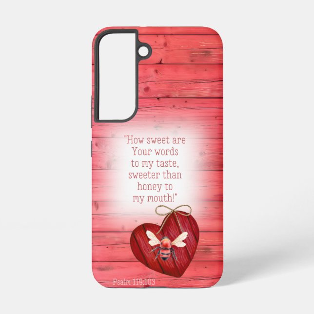 Adorable Faux Red Wood Red Heart Orange Bee Faith Samsung Galaxy Hülle (Rückseite)
