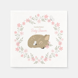 Adorable Fawn Baby Shower Classic Round Sticker Serviette