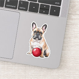 Adorable Fawn French Bulldog mit Ball Aufkleber