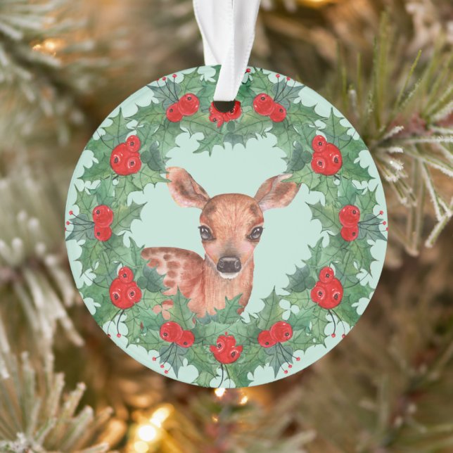 Adorable Fawn Wreath Grandtochter Ornament (Baum)