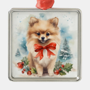 ADORABLE FERIEN CHRISTMAS SPITZ PUPPY ORNAMENT AUS METALL