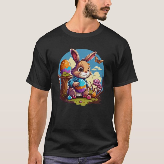 Adorable Festive Easter Kids Cute Easter Bunny Gra T-Shirt (Vorderseite)