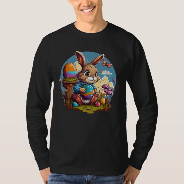 Adorable Festive Easter Kids Cute Easter Bunny Gra T-Shirt (Vorderseite)