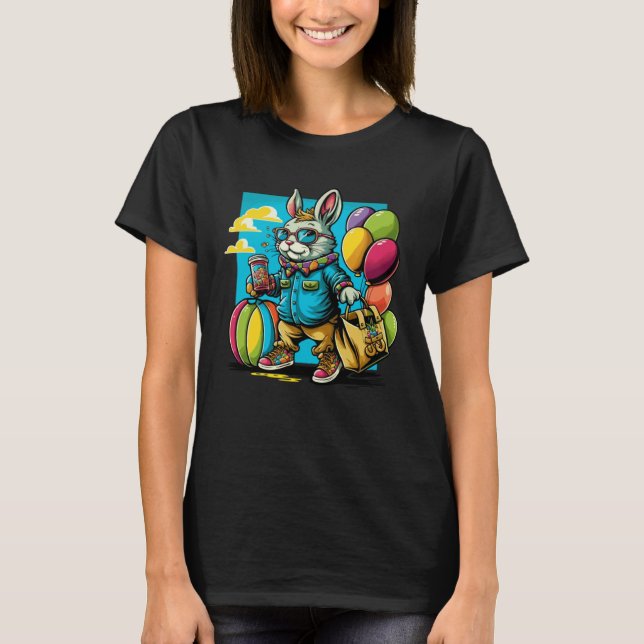 Adorable Festive Easter Kids Cute Easter Bunny Gra T-Shirt (Vorderseite)