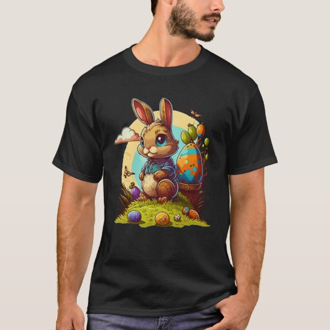 Adorable Festive Easter Kids Cute Easter Bunny Gra T-Shirt (Vorderseite)