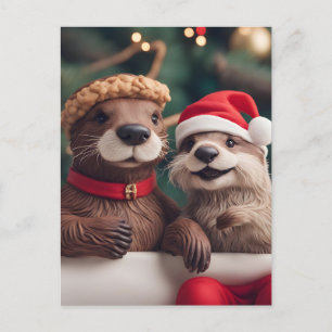 Adorable festliche Weihnachtsmänner Postkarte