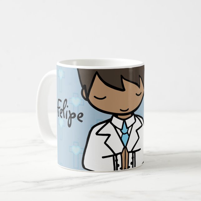 Adorable First Heilige Kommunion Name blau Kaffeetasse (Vorderseite Links)