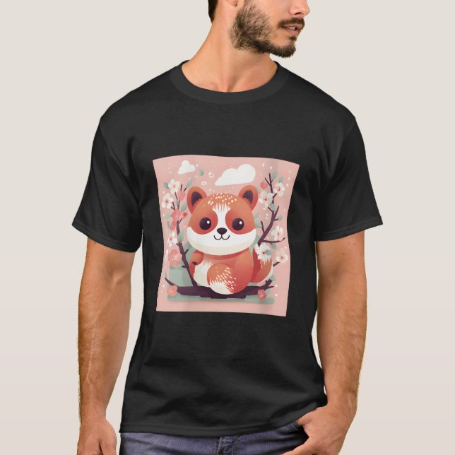 Adorable Fix With Our Red Panda And Cherry Blossom T-Shirt (Vorderseite)