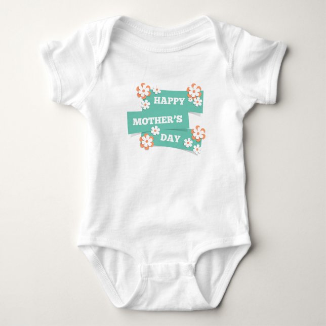Adorable Floral Happy Mother Day | Bodysuit Baby Strampler (Vorderseite)