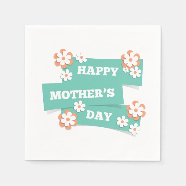 Adorable Floral Happy Mother Day | Napkin Serviette (Vorderseite)