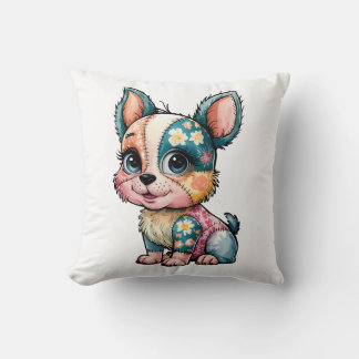 Adorable Floral Patchwork Watercolor Baby Dog Kissen