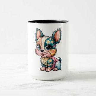 Adorable Floral Patchwork Watercolor Baby Dog Tasse
