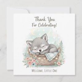 Adorable, fluffy baby wolf Baby Shower Dankeskarte