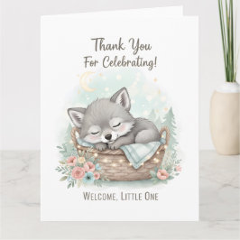 Adorable, fluffy baby wolf Baby Shower Dankeskarte