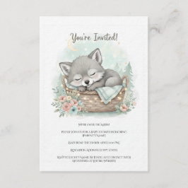 Adorable, fluffy baby wolf Baby Shower Einladung