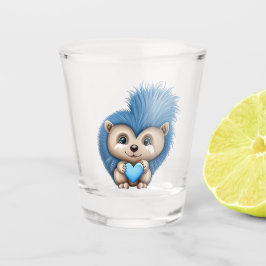 Adorable Fluffy Blue Animal Schnapsglas