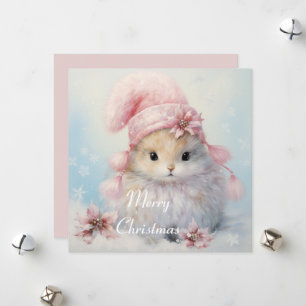 Adorable Fluffy Bunny Christmas Card Feiertagskarte